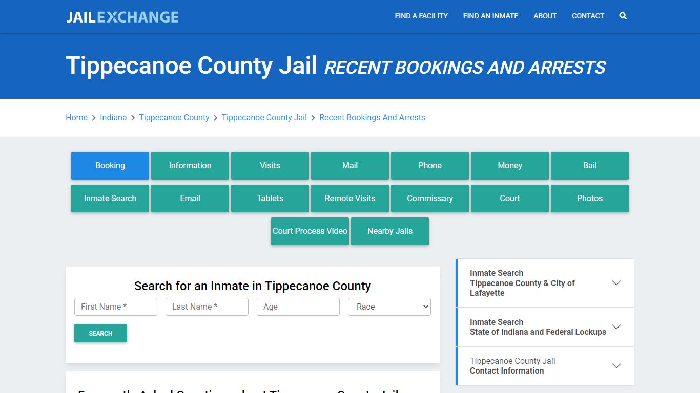 Tippecanoe County Jail Recent Bookings And Arrests